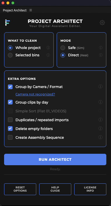 Under Group by Camera / Format: Camera not recognized? opens the contribution path.